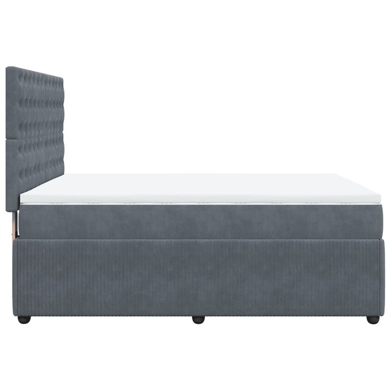 Casa si Gradina - Mobilier - Paturi si accesorii - Paturi - Pat box spring cu saltea, gri inchis, 140x200 cm, catifea - Infinity.ro