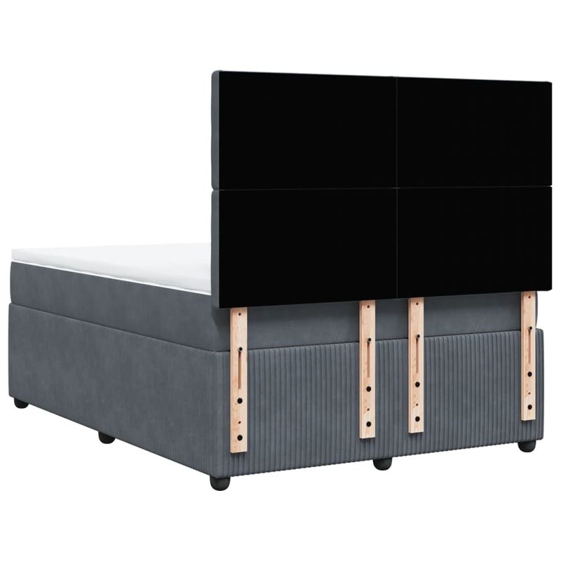 Casa si Gradina - Mobilier - Paturi si accesorii - Paturi - Pat box spring cu saltea, gri inchis, 140x200 cm, catifea - Infinity.ro
