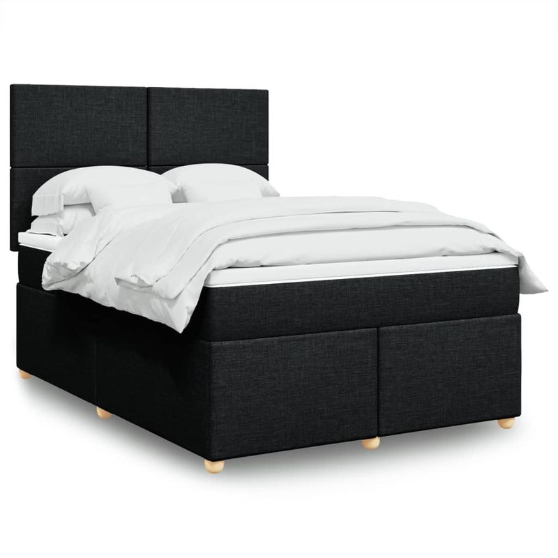 Casa si Gradina - Mobilier - Paturi si accesorii - Paturi - Pat box spring cu saltea, negru, 140x190 cm, textil - Infinity.ro
