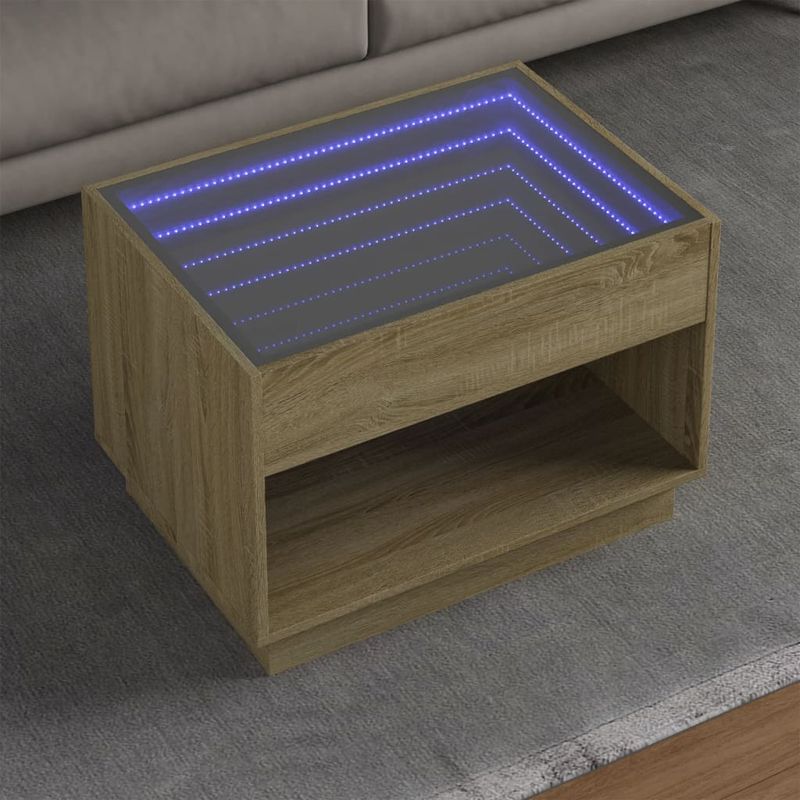 Casa si Gradina - Mobilier - Mese si birouri - Masute de cafea - Masuta de cafea cu LED infinity, stejar sonoma, 70x50x50 cm - Infinity.ro