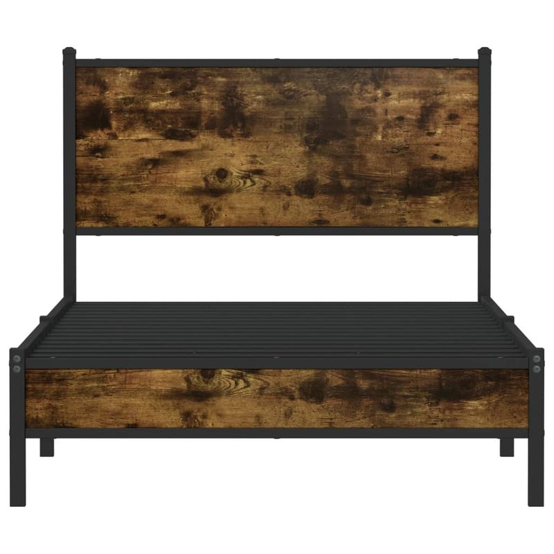 Casa si Gradina - Mobilier - Paturi si accesorii - Paturi - Cadru de pat metalic fara saltea, stejar fumuriu, 107x203 cm - Infinity.ro
