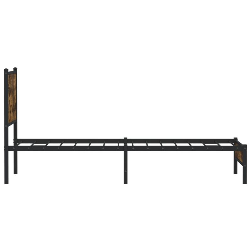Casa si Gradina - Mobilier - Paturi si accesorii - Paturi - Cadru de pat metalic fara saltea, stejar fumuriu, 107x203 cm - Infinity.ro