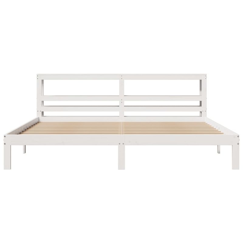 Casa si Gradina - Mobilier - Paturi si accesorii - Paturi - Cadru de pat cu tablie, alb, 180x200 cm, lemn masiv de pin - Infinity.ro
