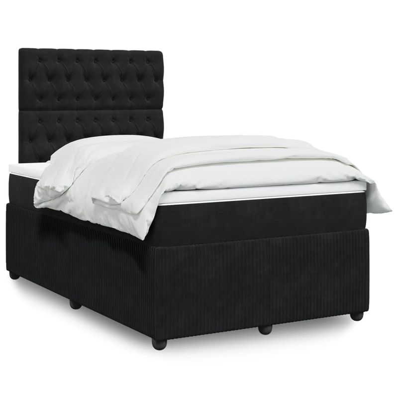 Casa si Gradina - Mobilier - Paturi si accesorii - Paturi - Pat box spring cu saltea, negru, 120x190 cm, catifea - Infinity.ro