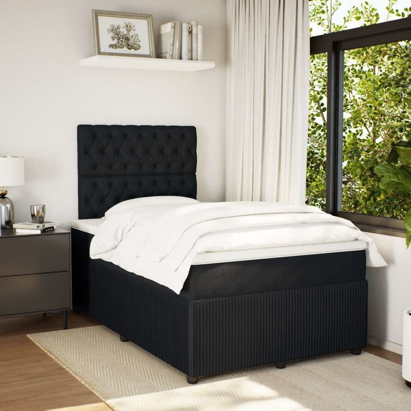 Casa si Gradina - Mobilier - Paturi si accesorii - Paturi - Pat box spring cu saltea, negru, 120x190 cm, catifea - Infinity.ro