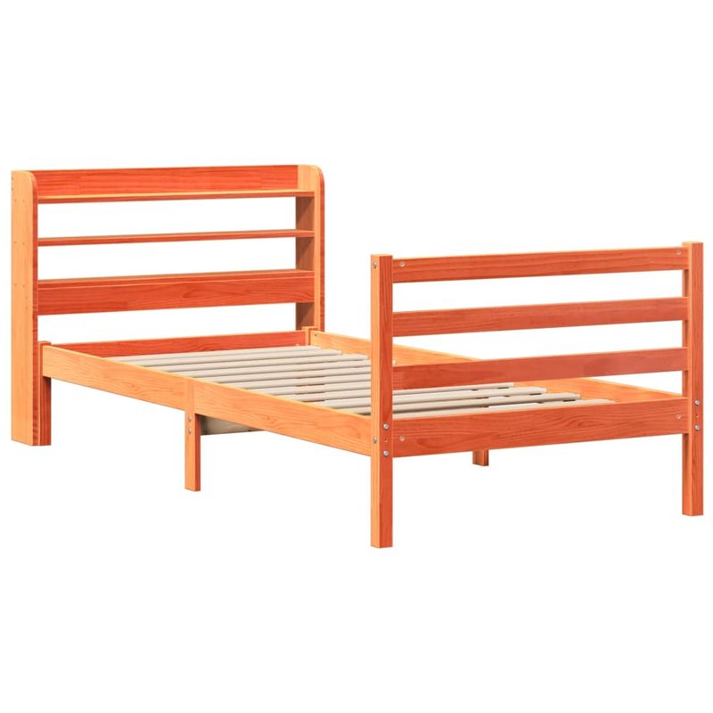 Casa si Gradina - Mobilier - Paturi si accesorii - Paturi - Cadru pat fara saltea, maro ceruit, 75x190 cm, lemn masiv pin - Infinity.ro