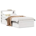 Casa si Gradina - Mobilier - Paturi si accesorii - Paturi - Cadru de pat cu tablie, alb, 75x190 cm, lemn masiv de pin - Infinity.ro