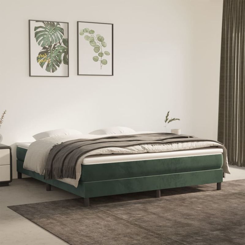 Casa si Gradina - Mobilier - Saltele si somiere - Saltele - Saltea de pat cu arcuri, verde inchis, 160x210x20 cm, catifea - Infinity.ro