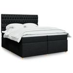 Casa si Gradina - Mobilier - Paturi si accesorii - Paturi - Pat box spring cu saltea, negru, 200x200 cm, textil - Infinity.ro