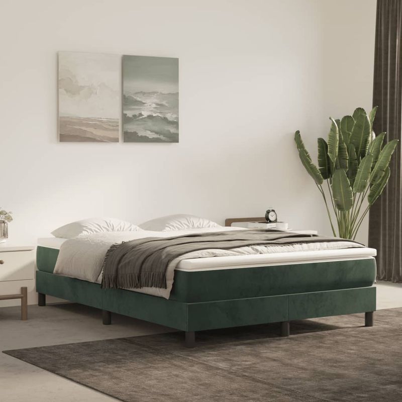 Casa si Gradina - Mobilier - Saltele si somiere - Saltele - Saltea de pat cu arcuri, verde inchis, 140x210x20 cm, catifea - Infinity.ro