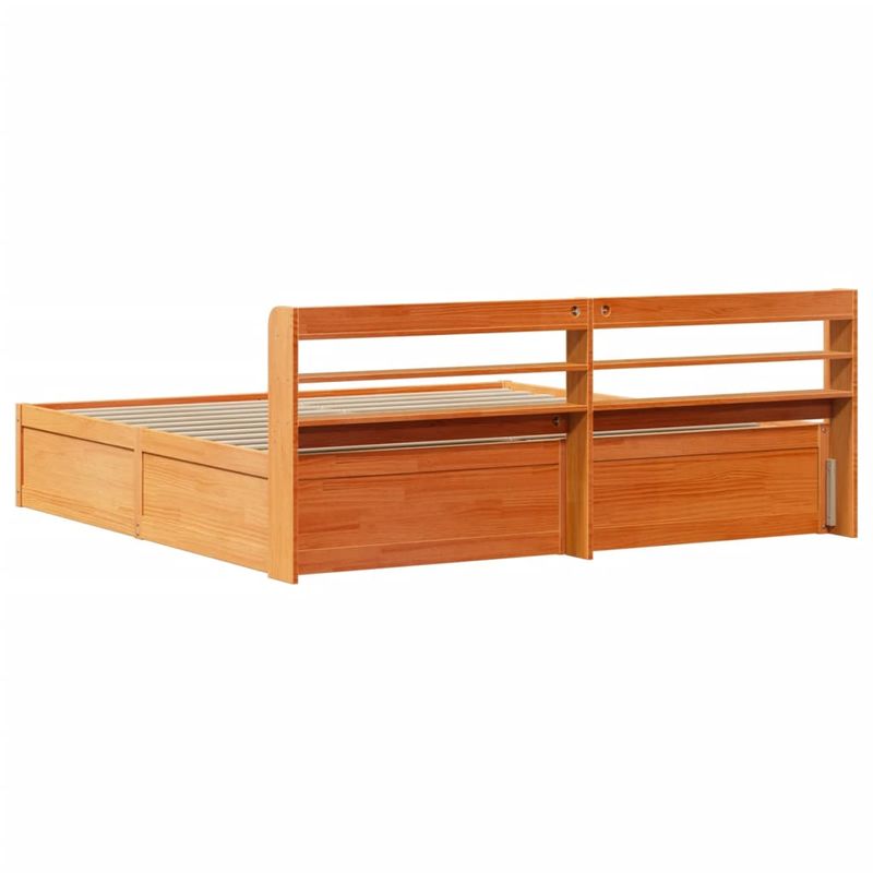 Casa si Gradina - Mobilier - Paturi si accesorii - Paturi - Cadru de pat cu tablie, maro ceruit, 200x200 cm, lemn masiv pin - Infinity.ro