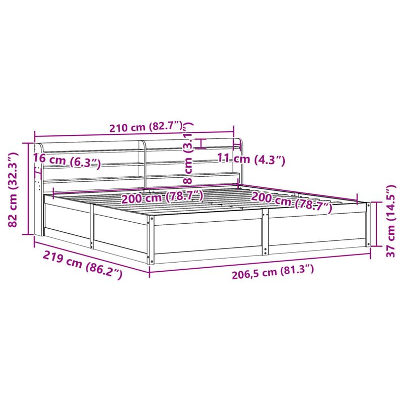 Casa si Gradina - Mobilier - Paturi si accesorii - Paturi - Cadru de pat cu tablie, maro ceruit, 200x200 cm, lemn masiv pin - Infinity.ro