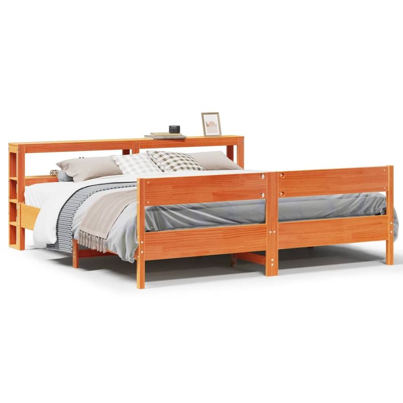 Casa si Gradina - Mobilier - Paturi si accesorii - Paturi - Cadru de pat fara saltea, maro ceruit 180x200 cm lemn masiv pin - Infinity.ro