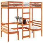 Casa si Gradina - Mobilier - Paturi si accesorii - Paturi - Cadru pat etajat birou/scaune, maro, 90x190 cm, lemn masiv pin - Infinity.ro