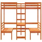 Casa si Gradina - Mobilier - Paturi si accesorii - Paturi - Cadru pat etajat birou/scaune, maro, 90x190 cm, lemn masiv pin - Infinity.ro