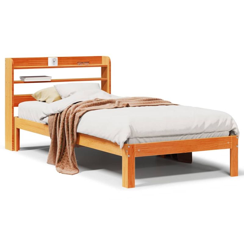 Casa si Gradina - Mobilier - Paturi si accesorii - Paturi - Cadru pat fara saltea, maro ceruit, 90x190 cm, lemn masiv pin - Infinity.ro
