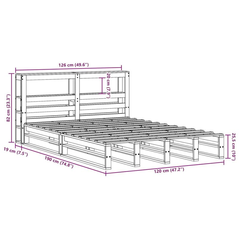Casa si Gradina - Mobilier - Paturi si accesorii - Paturi - Cadru pat fara saltea, maro ceruit, 120x190 cm, lemn masiv pin - Infinity.ro