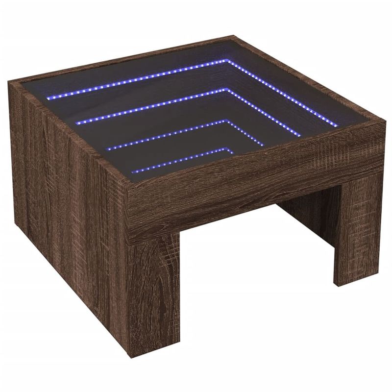 Casa si Gradina - Mobilier - Mese si birouri - Masute de cafea - Masuta de cafea cu LED infinity, stejar maro, 50x50x30 cm - Infinity.ro