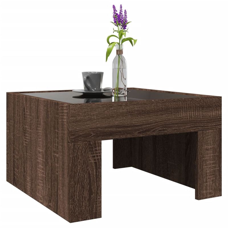 Casa si Gradina - Mobilier - Mese si birouri - Masute de cafea - Masuta de cafea cu LED infinity, stejar maro, 50x50x30 cm - Infinity.ro