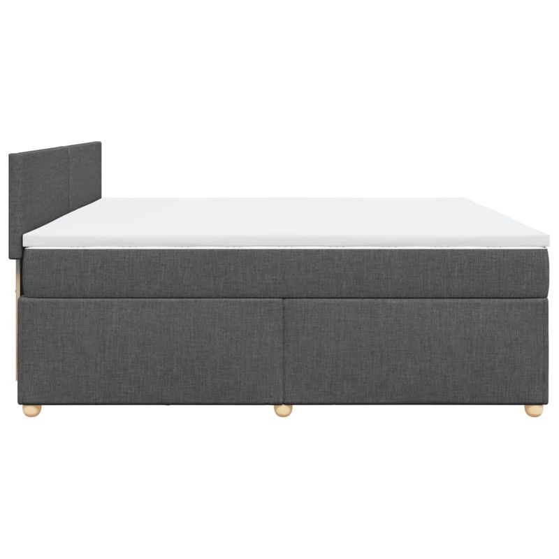 Casa si Gradina - Mobilier - Paturi si accesorii - Paturi - Pat box spring cu saltea, gri inchis, 200x200 cm, textil - Infinity.ro