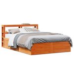 Casa si Gradina - Mobilier - Paturi si accesorii - Paturi - Cadru de pat cu tablie, maro ceruit, 135x190 cm, lemn masiv pin - Infinity.ro