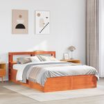 Casa si Gradina - Mobilier - Paturi si accesorii - Paturi - Cadru de pat cu tablie, maro ceruit, 135x190 cm, lemn masiv pin - Infinity.ro