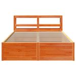 Casa si Gradina - Mobilier - Paturi si accesorii - Paturi - Cadru de pat cu tablie, maro ceruit, 135x190 cm, lemn masiv pin - Infinity.ro