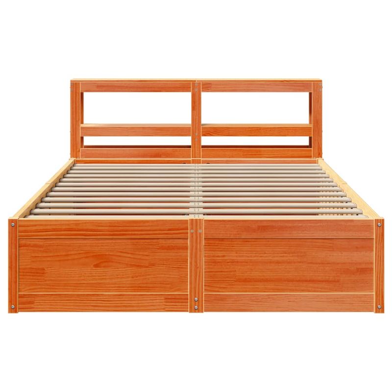 Casa si Gradina - Mobilier - Paturi si accesorii - Paturi - Cadru de pat cu tablie, maro ceruit, 135x190 cm, lemn masiv pin - Infinity.ro