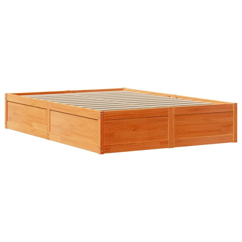 Casa si Gradina - Mobilier - Paturi si accesorii - Paturi - Cadru de pat cu tablie, maro ceruit, 135x190 cm, lemn masiv pin - Infinity.ro