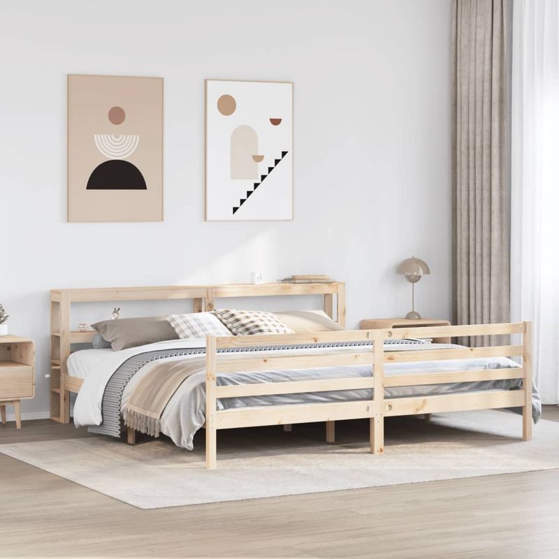 Casa si Gradina - Mobilier - Paturi si accesorii - Paturi - Cadru de pat fara saltea, 200x200 cm, lemn masiv pin - Infinity.ro