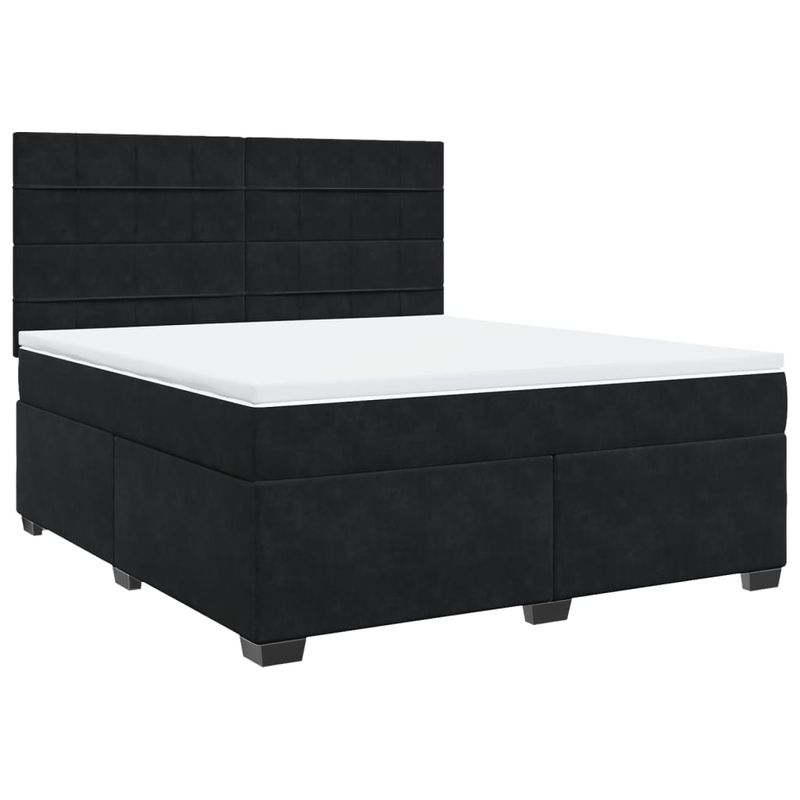 Casa si Gradina - Mobilier - Paturi si accesorii - Paturi - Pat box spring cu saltea, negru, 180x200 cm, catifea - Infinity.ro