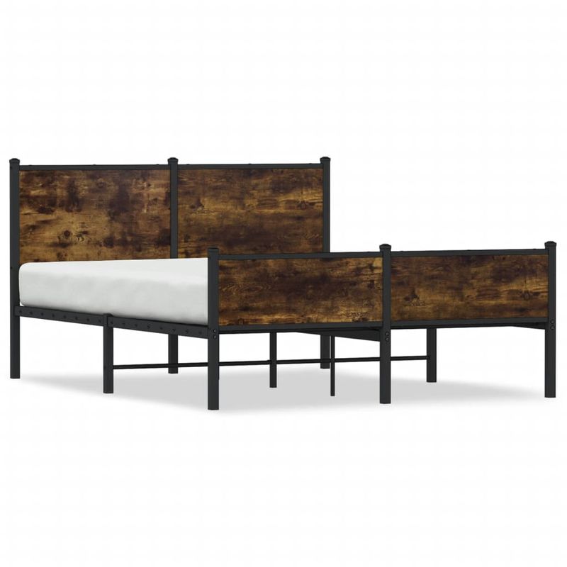Casa si Gradina - Mobilier - Paturi si accesorii - Paturi - Cadru pat metalic fara saltea, stejar fumuriu, 140x190 cm - Infinity.ro