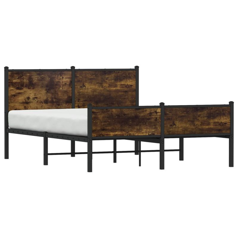 Casa si Gradina - Mobilier - Paturi si accesorii - Paturi - Cadru pat metalic fara saltea, stejar fumuriu, 140x190 cm - Infinity.ro