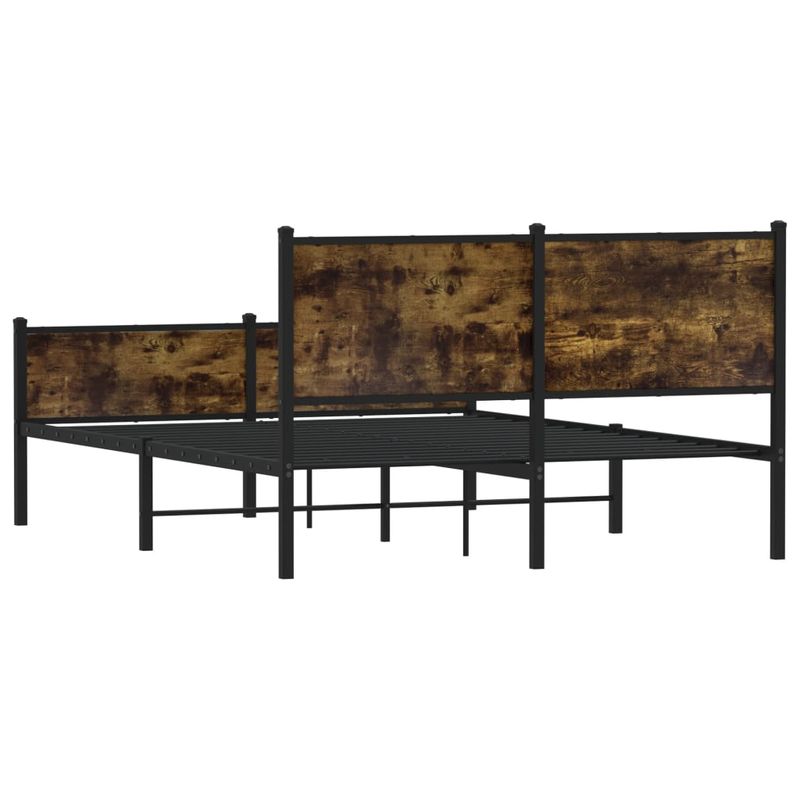 Casa si Gradina - Mobilier - Paturi si accesorii - Paturi - Cadru pat metalic fara saltea, stejar fumuriu, 140x190 cm - Infinity.ro