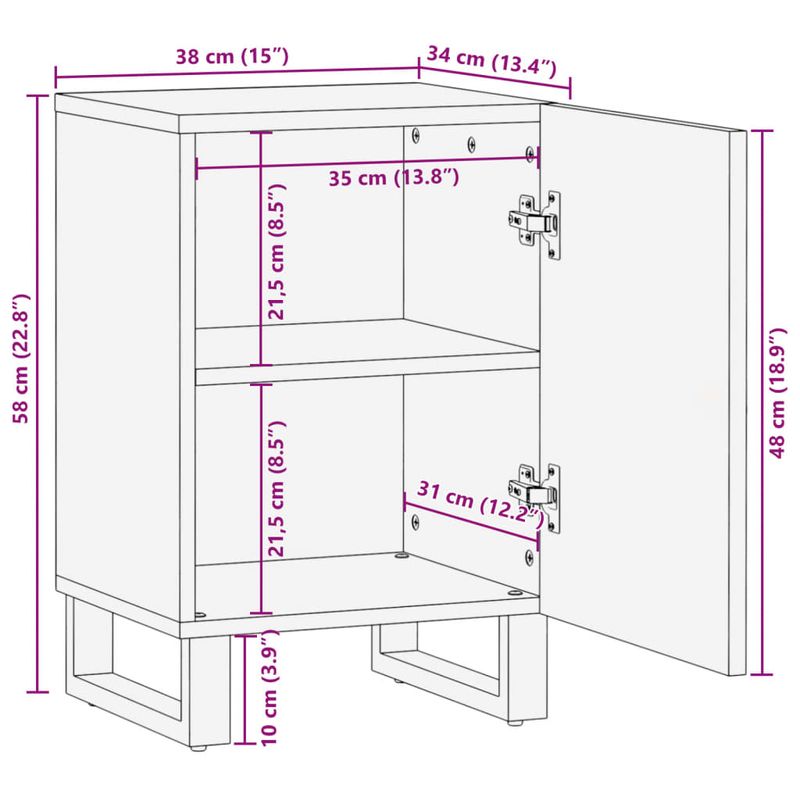Casa si Gradina - Mobilier - Mobilier baie - Comode baie - Dulap de baie, 38x34x58 cm, lemn masiv de mango - Infinity.ro