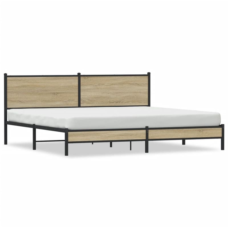 Casa si Gradina - Mobilier - Paturi si accesorii - Paturi - Cadru pat metalic fara saltea, stejar sonoma, 200x200 cm - Infinity.ro
