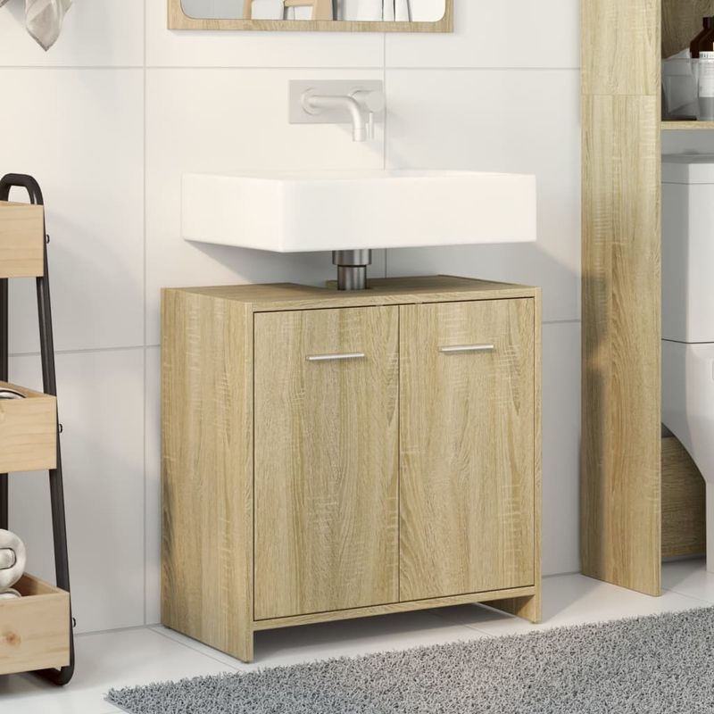 Casa si Gradina - Mobilier - Mobilier baie - Comode baie - Dulap chiuveta baie, stejar sonoma, 60x33x60 cm, lemn prelucrat - Infinity.ro