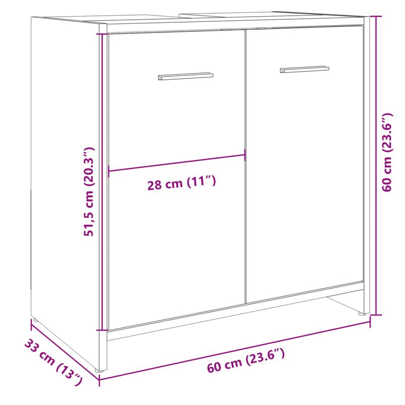 Casa si Gradina - Mobilier - Mobilier baie - Comode baie - Dulap chiuveta baie, stejar sonoma, 60x33x60 cm, lemn prelucrat - Infinity.ro