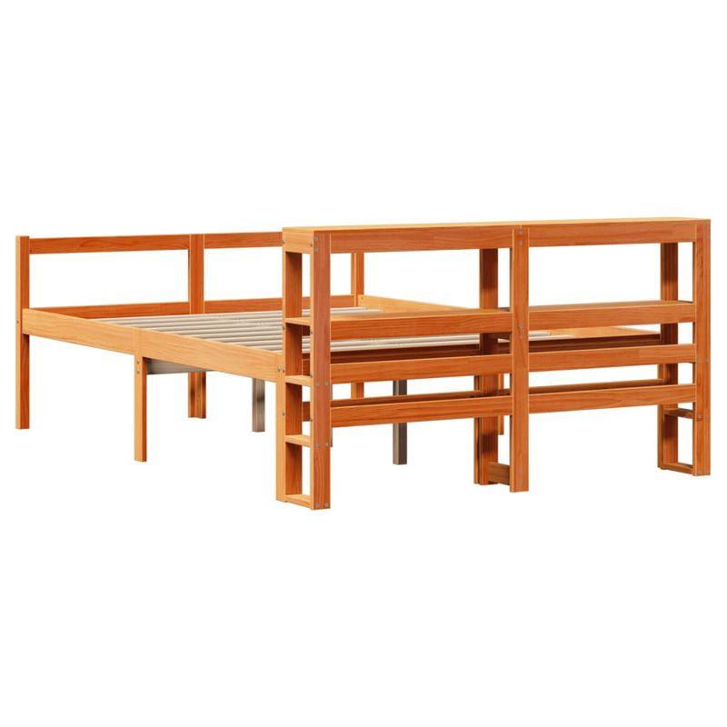Casa si Gradina - Mobilier - Paturi si accesorii - Paturi - Cadru de pat cu tablie, maro ceruit, 140x200 cm, lemn masiv pin - Infinity.ro