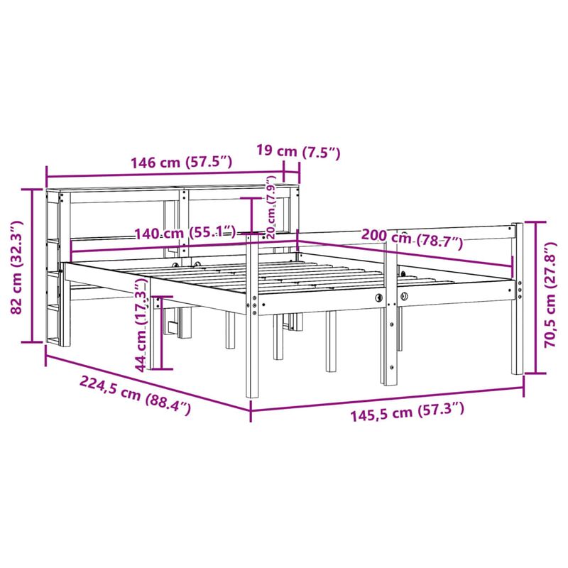 Casa si Gradina - Mobilier - Paturi si accesorii - Paturi - Cadru de pat cu tablie, maro ceruit, 140x200 cm, lemn masiv pin - Infinity.ro