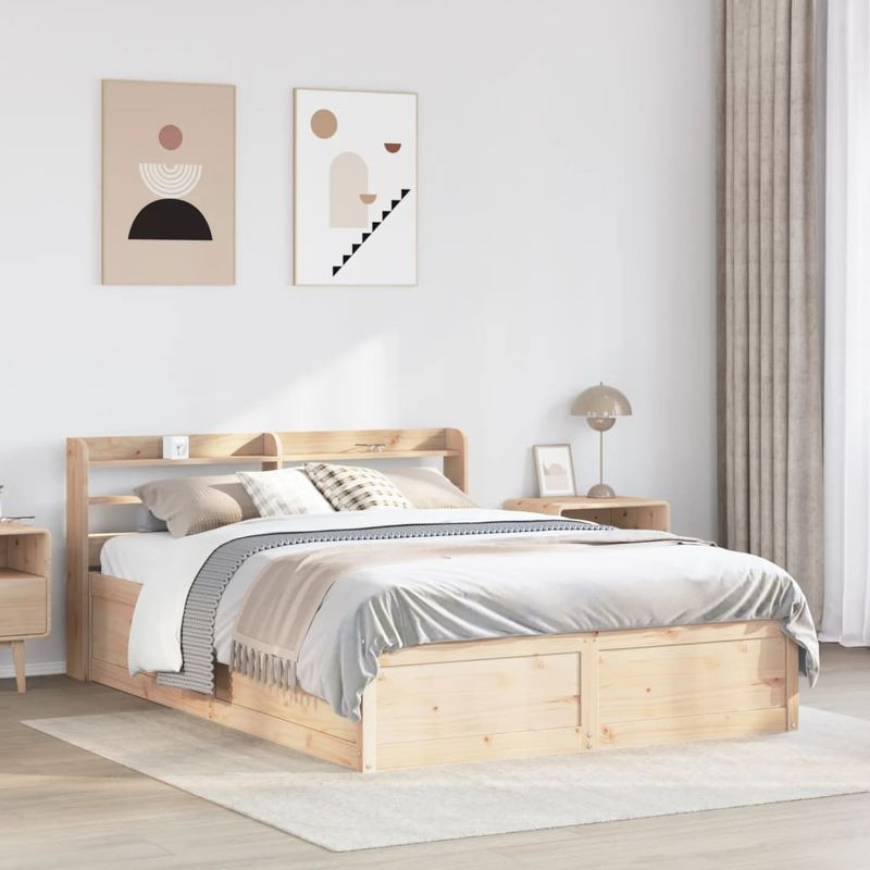 Casa si Gradina - Mobilier - Paturi si accesorii - Paturi - Cadru de pat cu tablie, 120x190 cm, lemn masiv pin - Infinity.ro