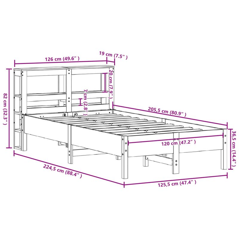 Casa si Gradina - Mobilier - Paturi si accesorii - Paturi - Cadru de pat fara saltea, alb, 120x200 cm, lemn masiv pin - Infinity.ro