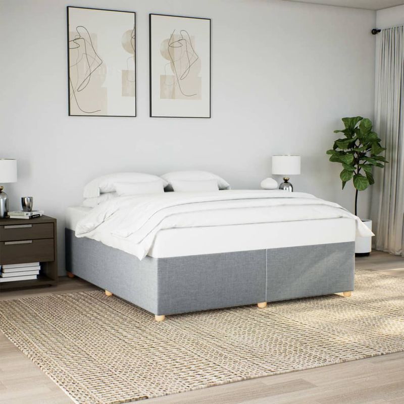 Casa si Gradina - Mobilier - Paturi si accesorii - Paturi - Cadru de pat fara saltea, gri deschis, 200x200 cm, textil - Infinity.ro