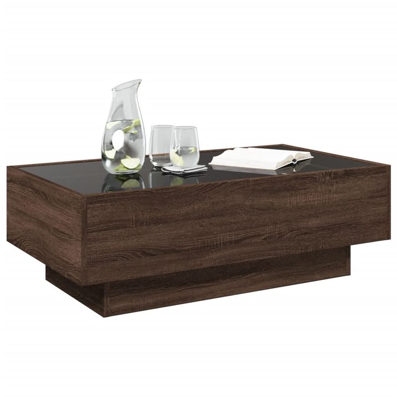 Casa si Gradina - Mobilier - Mese si birouri - Masute de cafea - Masuta de cafea cu LED stejar maro 90x50x30 cm lemn prelucrat - Infinity.ro