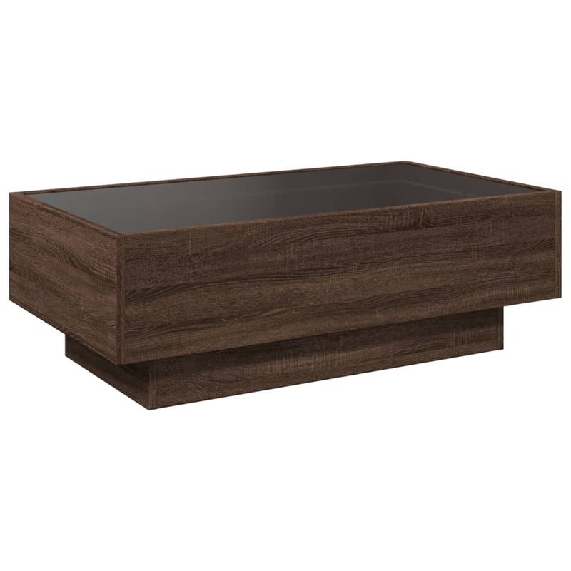 Casa si Gradina - Mobilier - Mese si birouri - Masute de cafea - Masuta de cafea cu LED stejar maro 90x50x30 cm lemn prelucrat - Infinity.ro