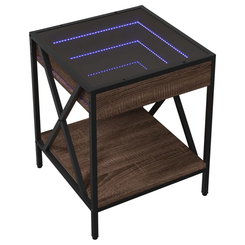 Casa si Gradina - Mobilier - Comode si corpuri - Noptiere - Noptiera cu LED infinity, stejar maro, 40x40x49 cm - Infinity.ro