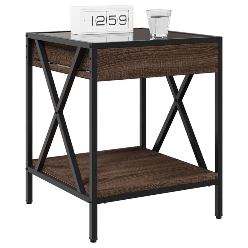 Casa si Gradina - Mobilier - Comode si corpuri - Noptiere - Noptiera cu LED infinity, stejar maro, 40x40x49 cm - Infinity.ro