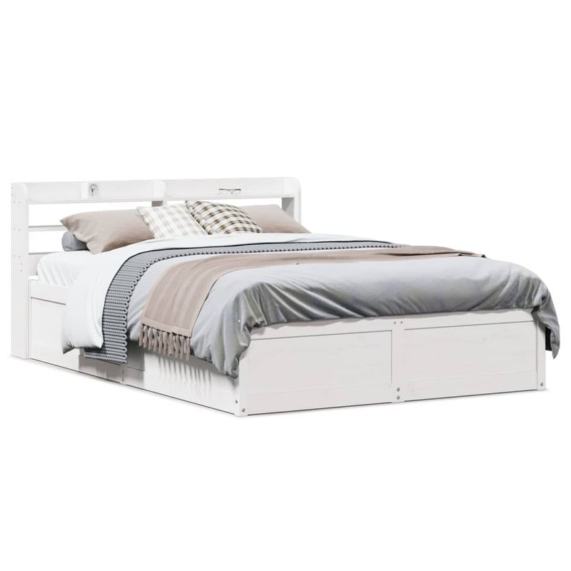 Casa si Gradina - Mobilier - Paturi si accesorii - Paturi - Cadru de pat cu tablie, alb, 160x200 cm, lemn masiv de pin - Infinity.ro