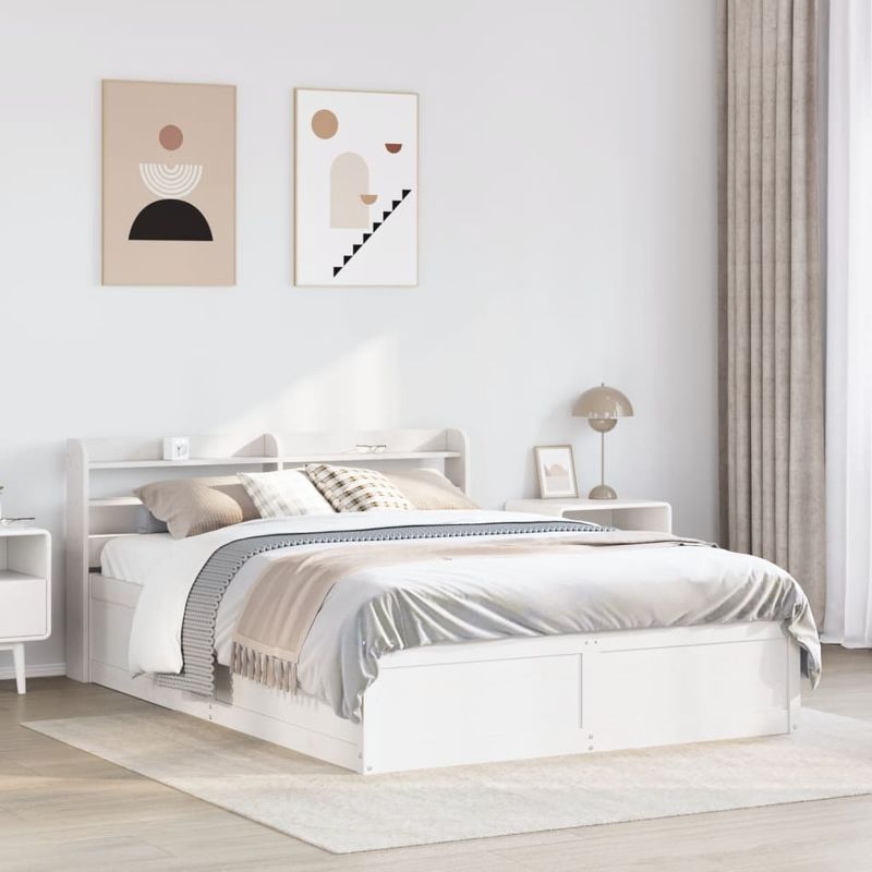 Casa si Gradina - Mobilier - Paturi si accesorii - Paturi - Cadru de pat cu tablie, alb, 160x200 cm, lemn masiv de pin - Infinity.ro