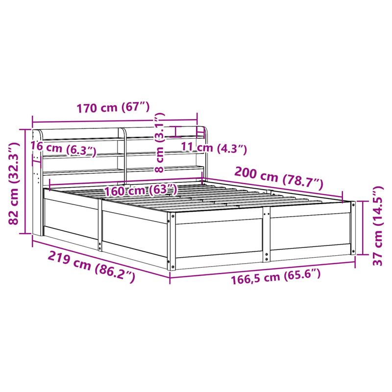 Casa si Gradina - Mobilier - Paturi si accesorii - Paturi - Cadru de pat cu tablie, alb, 160x200 cm, lemn masiv de pin - Infinity.ro